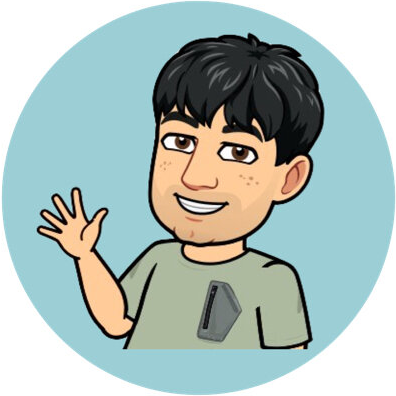 Cartoon illustration of Amaan smiling and waving